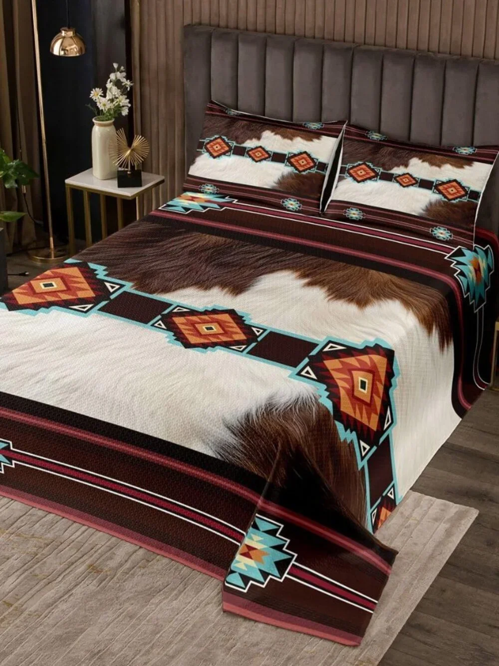Western Quilt Set King Size Southwestern Bedspreads for Kids Boys Girls Teens Co